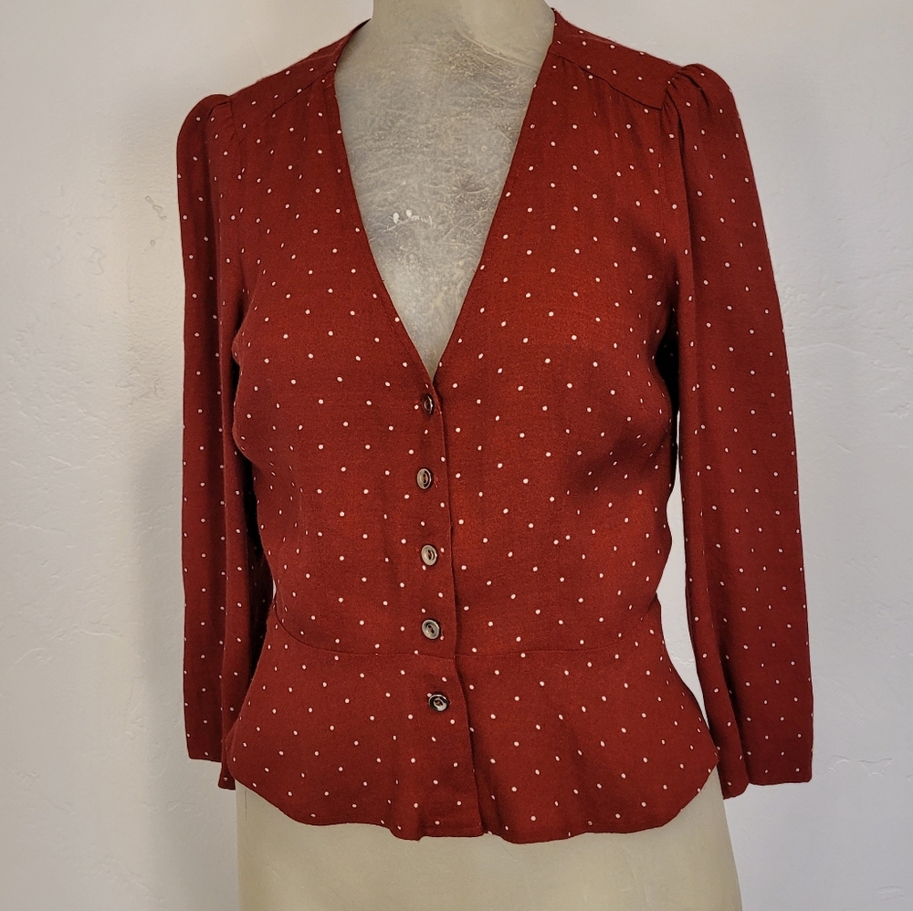 Reformation Burgundy blouse